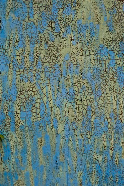 Fondo Textura Metálica Oxidada Azul Verde Porche Multipintado Agrietado Textura — Foto de Stock