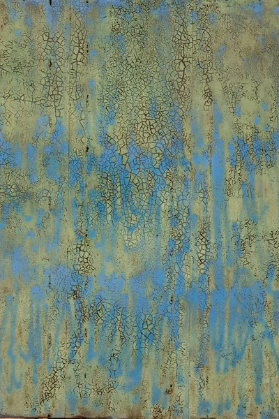 Fondo Textura Metálica Oxidada Azul Verde Porche Multipintado Agrietado Textura —  Fotos de Stock