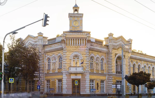 CHISINAU, MOLDOVA - august 20, 2022: City Hall and Organ hall  long exposure ssunset  renovation beautiful architectural monument