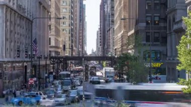 Chicago, ABD, Timelapse - Şikago şehir merkezinin gündüz trafiği