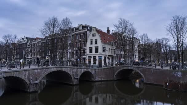 Amsterdam, Holandia, Timelapse - Amsterdam od dnia do nocy — Wideo stockowe