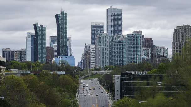 Toronto, Canadá, Timelapse - El horizonte de la ciudad de North York o Toronto durante el día — Vídeos de Stock