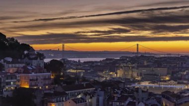 Lizbon, Portekiz, Timelapse - Gündüzden Geceye Lizbon Şehri