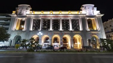 Güzel, Fransa, Timelapse - Fransa 'daki Croisette' nin yanındaki Akdeniz Sarayı