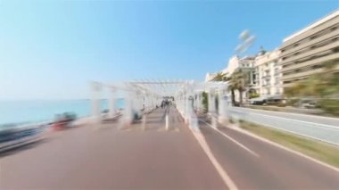 Güzel, Fransa, Timelapse - Güneşli bir günde Gezinti Güvertesi des Anglais 'in ilk insan hipervanesi