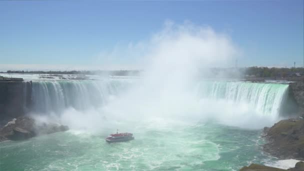 Niagarafälle, Kanada, Video - Die Hufeisenfälle an einem sonnigen Tag — Stockvideo