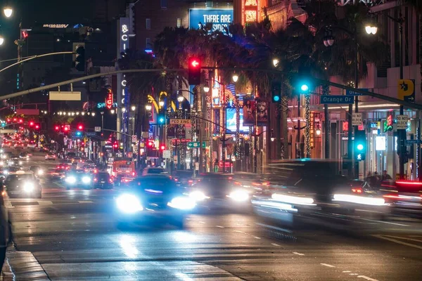 Hollywood Boulevard Los Angeles Kalifornien Bei Nacht Nahaufnahme Aus Dem lizenzfreie Stockfotos