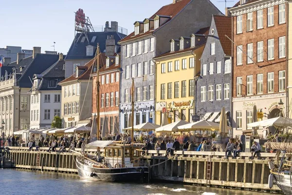 Distrito Nyhavn Uno Los Lugares Más Famosos Copenhague Día Verano — Foto de Stock