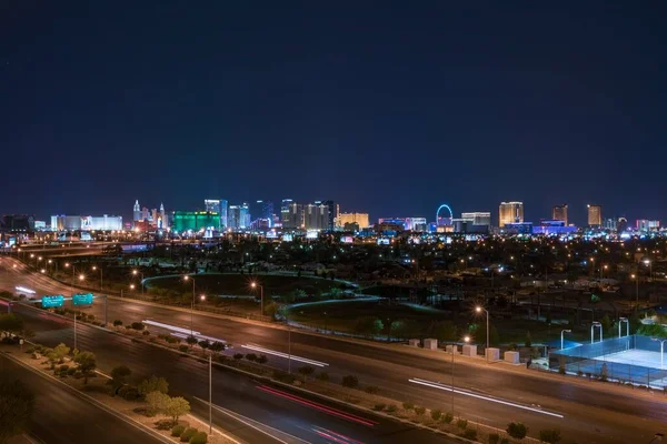 Nevada Usa Staden Las Vegas Skyline Och Cityscape Natten Högkvalitativt — Stockfoto