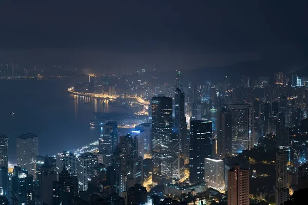 Знаменитый Вид Гонконг Небоскребы Гонконга Высоты Городского Пейзажа Вершины Виктории — стоковое фото