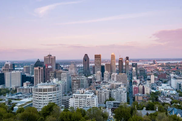 Montreal Skyline Its Financial District Sunset Seen Mont Royal — Stockfoto