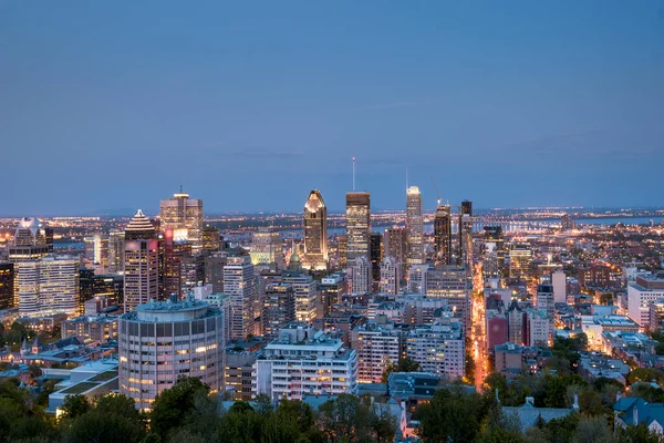 Skyline Montreal Canada Its Financial District Dusk Seen Mont Royal — Zdjęcie stockowe