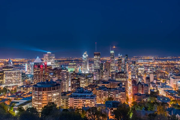 Horizonte Montreal Canadá Distrito Financiero Atardecer Visto Desde Mont Royal — Foto de Stock