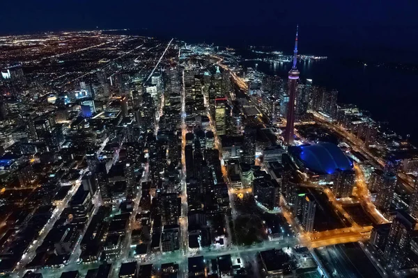 Toronto Nun Batısındaki Hava Fotoğrafı Gece Bir Helikopterden Görülmüş — Stok fotoğraf