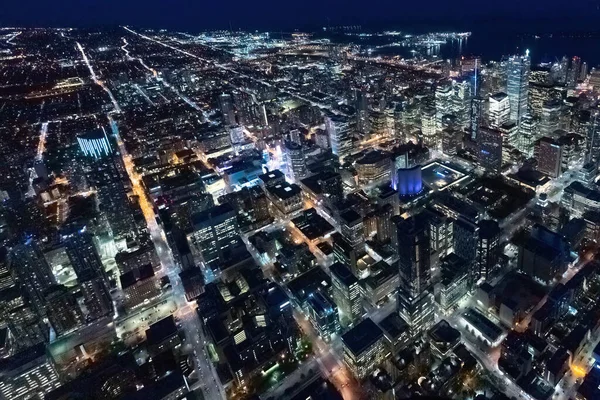 Aerial photograph of the North West est of Toronto as seen from a helicopter at night