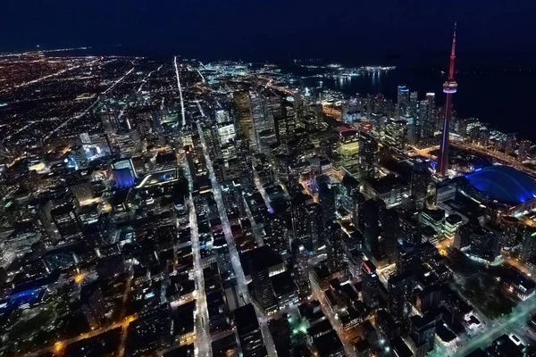 Aerial photograph of the North West est of Toronto as seen from a helicopter at night