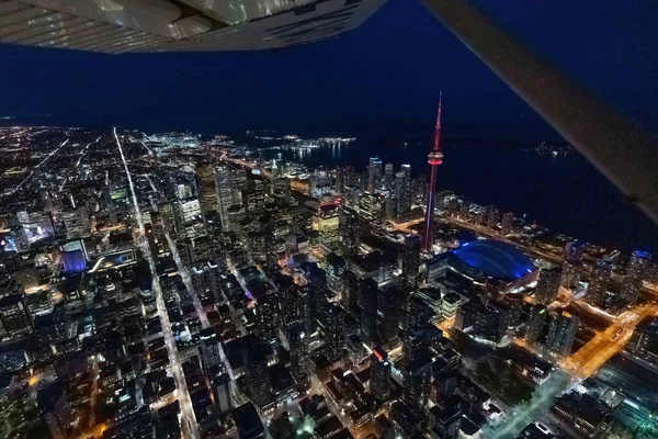 Aerial photograph of the North West est of Toronto as seen from a helicopter at night