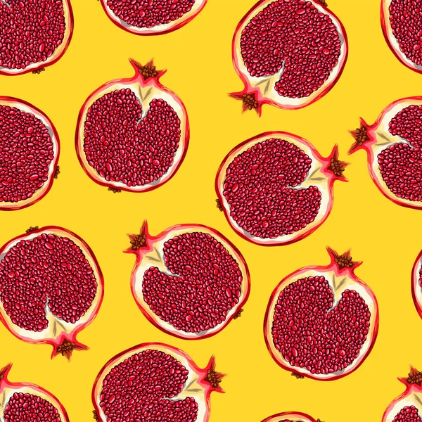 Granada Hermoso Dibujo Una Fruta Roja Del Jardín Baya Fresca — Vector de stock