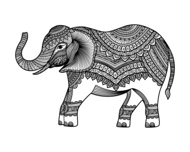 Elle çizilmiş fil stili.
