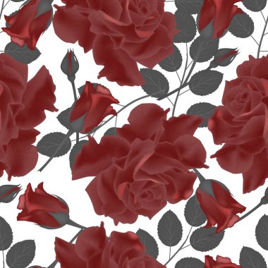 Güllerle kusursuz desen. vektör illüstrasyonu