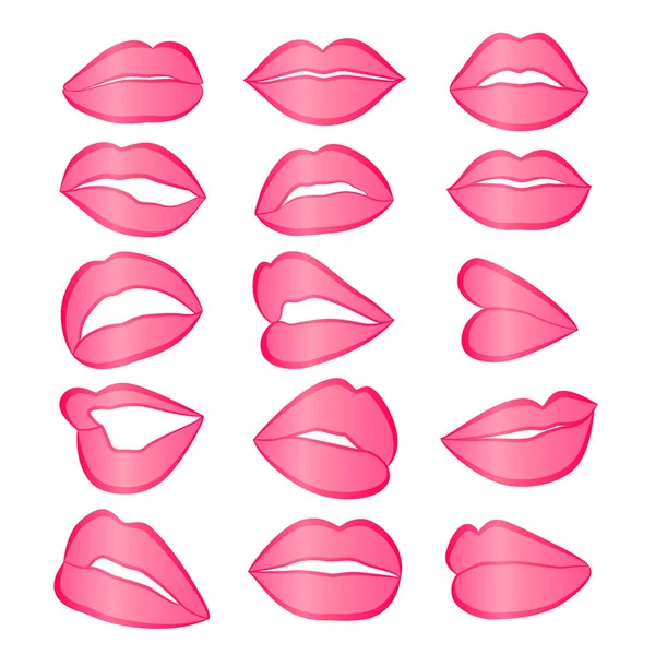 Lippensymbole Set Unterschiedlicher Weiblicher Geschlechtsvektoren — Stockvektor