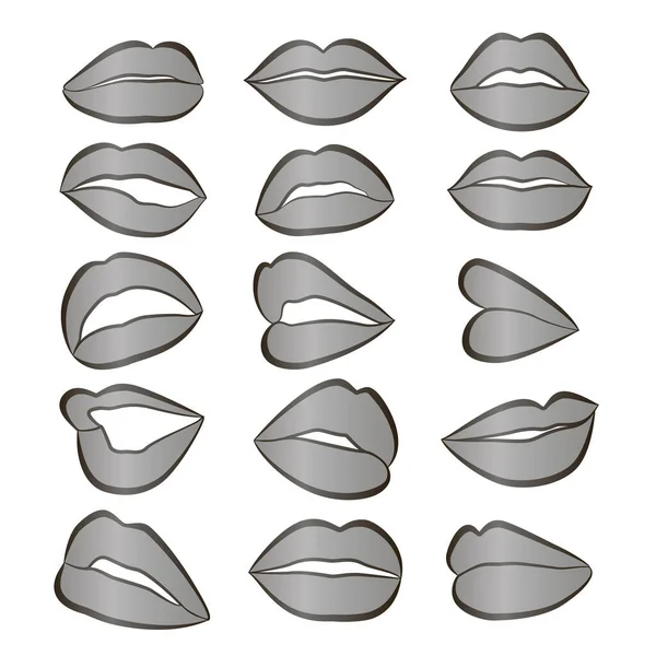 Conjunto Diferentes Labios Ilustración Vectorial — Archivo Imágenes Vectoriales