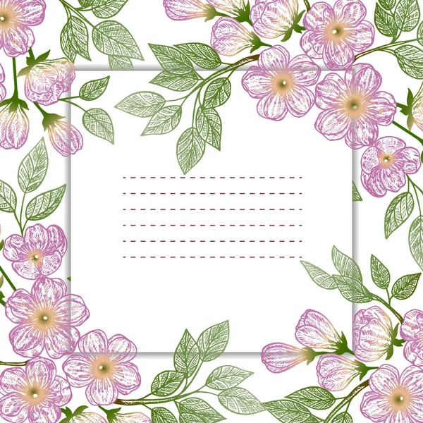 Floral Frame Flowers Leaves Vector Illustration — Archivo Imágenes Vectoriales