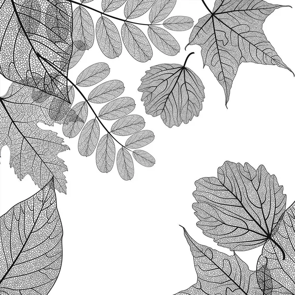 Background Pattern Hand Drawn Leaves Vector Illustration — Vettoriale Stock
