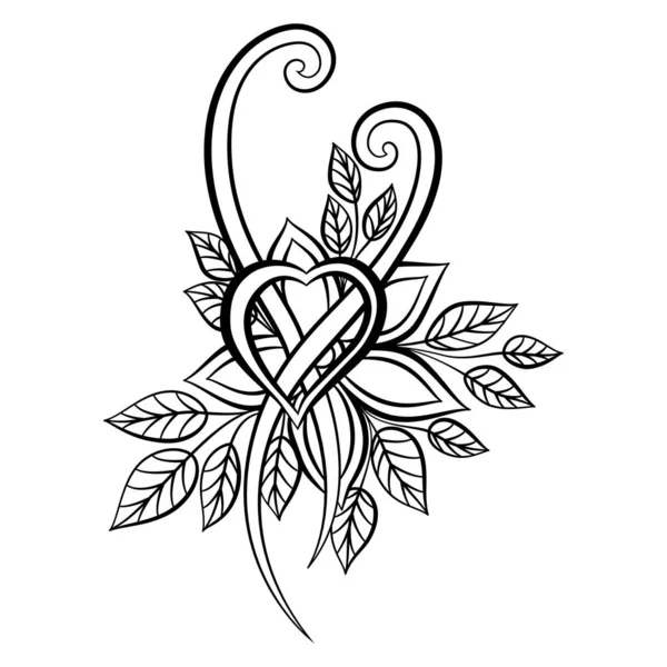 Vector Illustration Heart Wreath Leaves — Vector de stock