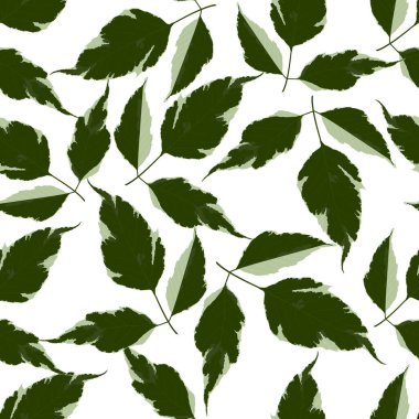 Elle çizilmiş yapraklarla kusursuz desen. vektör illüstrasyonu.