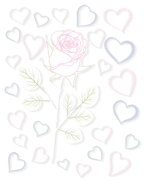 Illustration Vectorielle Ensemble Cœurs Roses Blancs — Image vectorielle