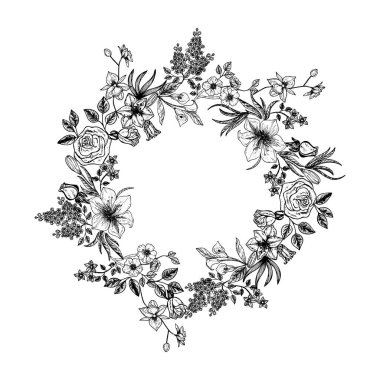 Çiçekli bir çelengin vektör çizimi