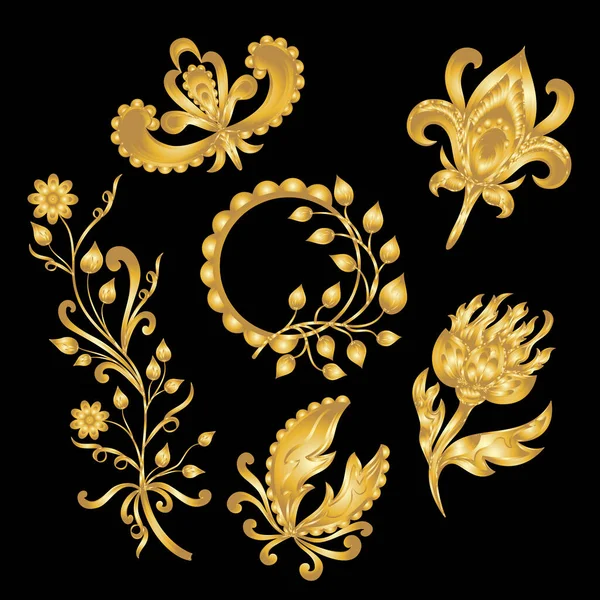 Golden Floral Pattern Vector Illustration —  Vetores de Stock