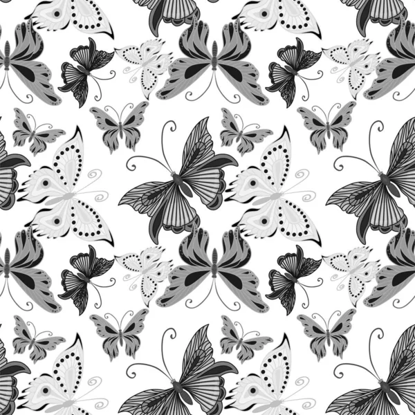 Nahtloses Muster Mit Schmetterlingen Und Schmetterling Vektorillustration — Stockvektor