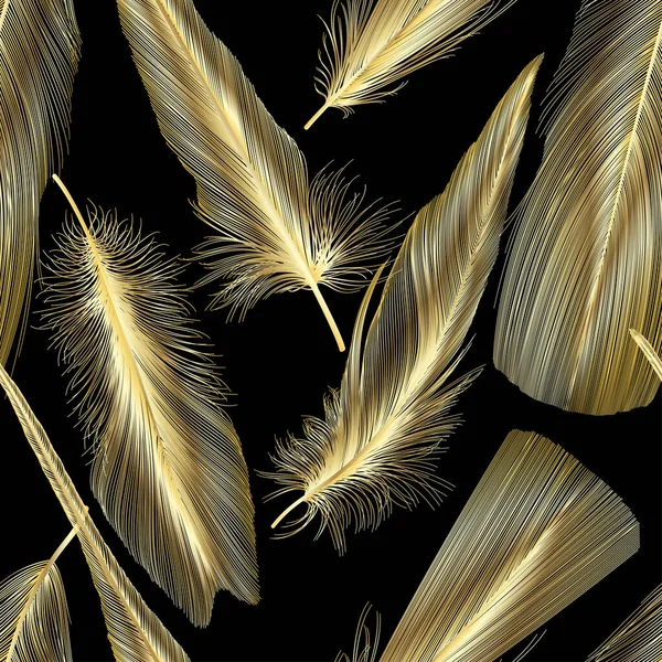 Feather Pattern Black Background — Wektor stockowy