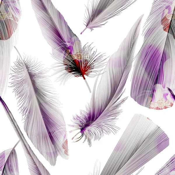 Feather Seamless Pattern Abstract Background Rendering — Stock vektor