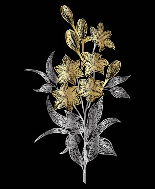 El çizimi çiçek çizimi. skeç.