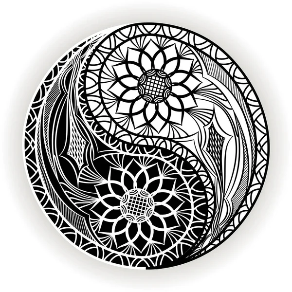 Mandala Pattern Vector Illustration Ing Yang — ストックベクタ