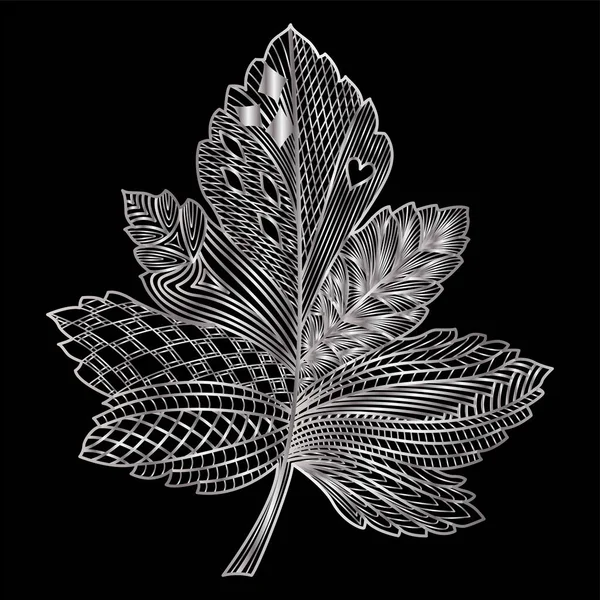 Black White Vector Illustration Tropical Leaf Leaves — ストックベクタ