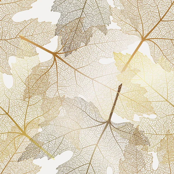 Modèle Sans Couture Avec Des Feuilles Automne Sur Fond Blanc — Image vectorielle