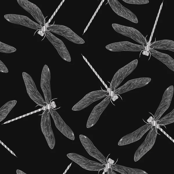 Patrón Sin Costuras Con Insectos Dibujados Mano Ilustración Vectorial — Archivo Imágenes Vectoriales