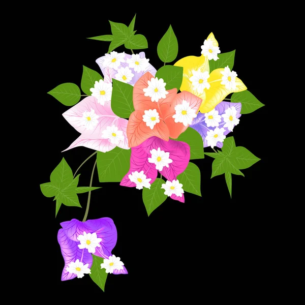 Fondo Floral Con Flores Hojas Ilustración Vectorial — Vector de stock