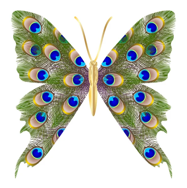 Mariposa Azul Sobre Fondo Blanco — Archivo Imágenes Vectoriales