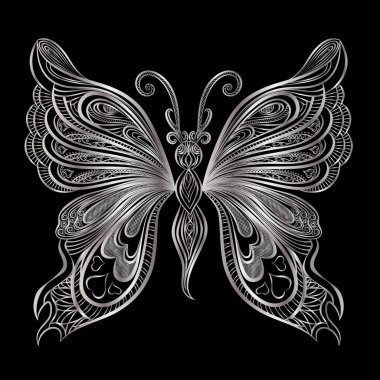 siyah-beyaz vektör çizim kelebek