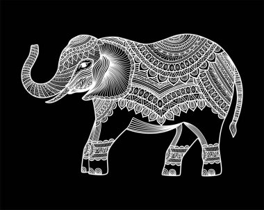 Afrika filleri desenli bir filin vektör çizimi