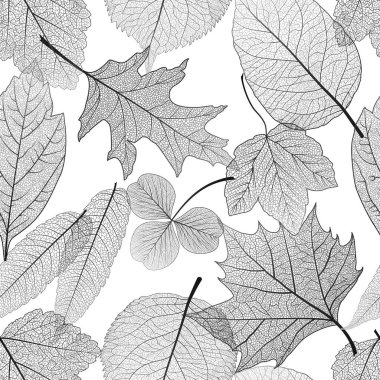 Sonbahar yapraklarıyla kusursuz desen. Vektör illüstrasyonu