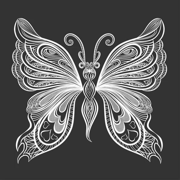 Black White Vector Illustration Butterfly — Stock Vector