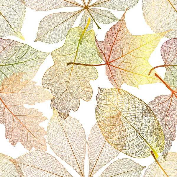 Seamless Pattern Autumn Leaves — Stock Vector