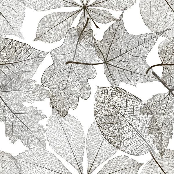 Nahtloses Muster Mit Handgezeichneten Blättern Vektorillustration — Stockvektor