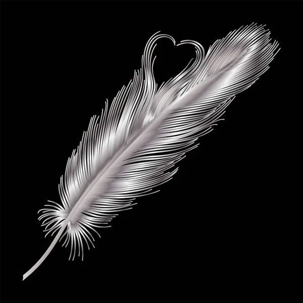 Feather Icon Black White Image — Stock Vector